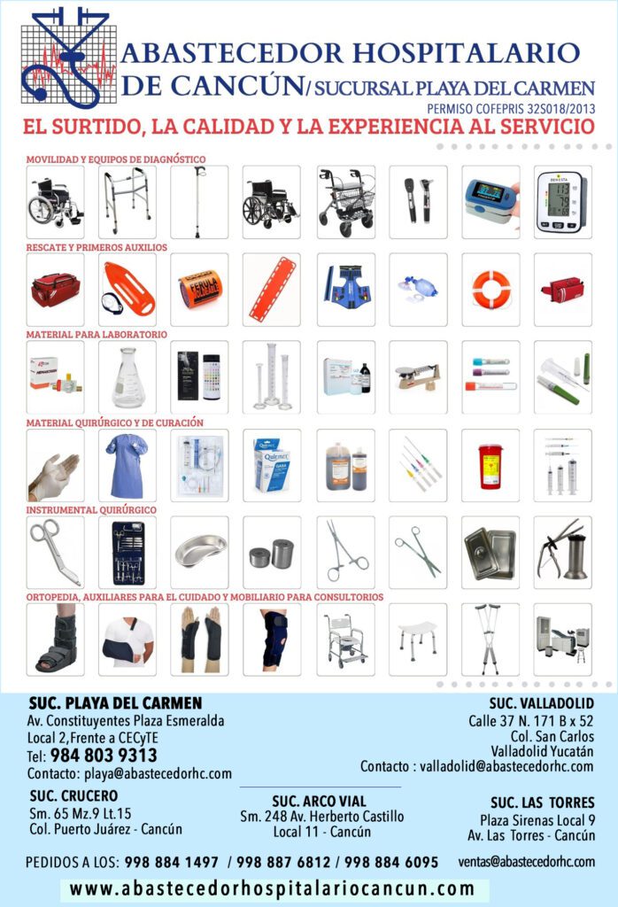 abastecedor hospitalario cancun playa del carmen medicos material silla de ruedas material de laboratorio quirurgico ortopedia